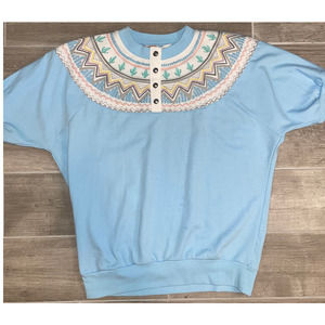 Vintage 80s Baby Blue Short Sleeve Shirt